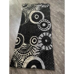 Black Gold Silver Metallic Scarf Elegant Art to Wear Winter